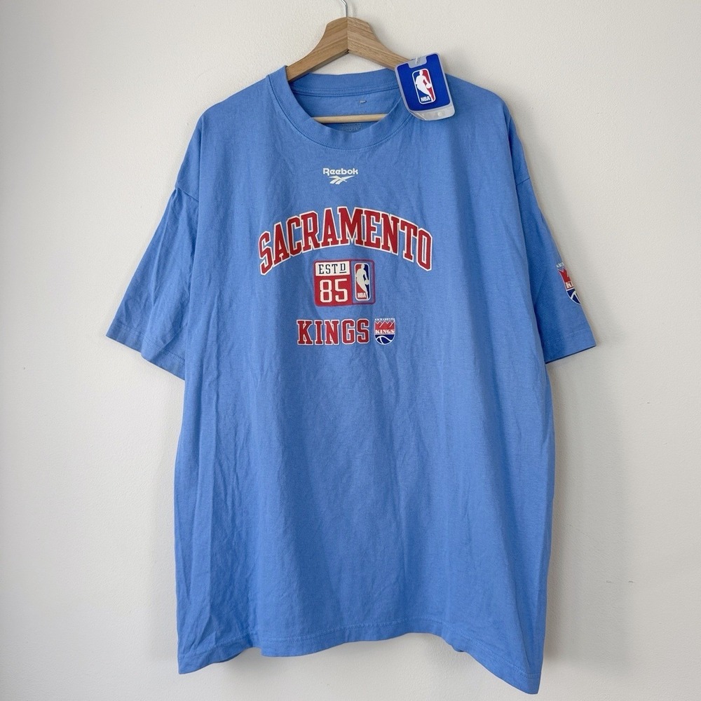 NWT Vintage Y2k Reebok Sacramento Kings NBA Logo Blue Tee Shirt - XL